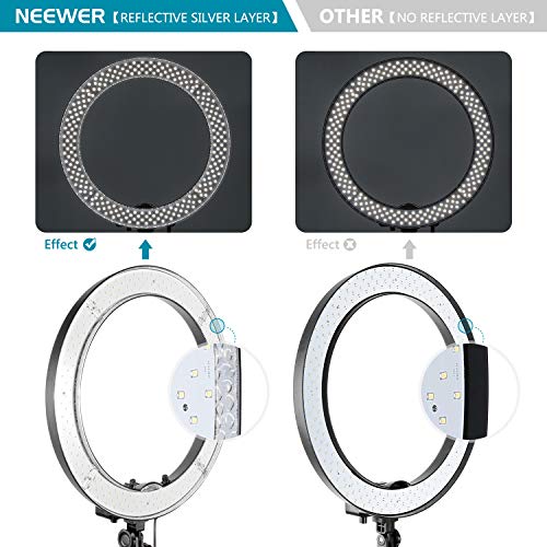 NEEWER Ring light with tripod set: 18 inch/45cm outside 55W 5600K Dimmable LED ring light with Bluetooth remote control for cell phone/camera for youtube tiktok self portrait photo, tattoo artist, make -up, salons